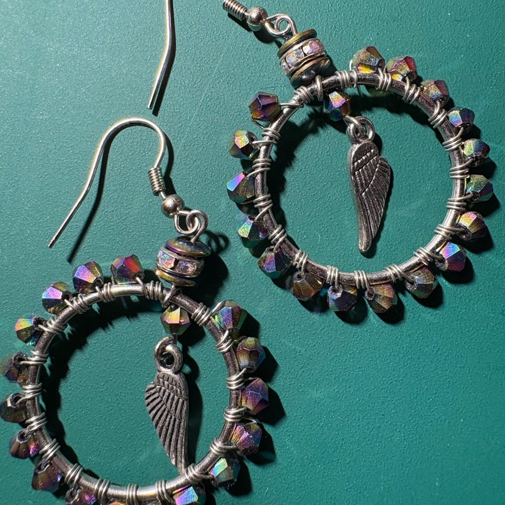 Silver Wing Hoop Earrings